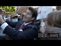 Protester spits on conservative troll alex stein as he confronts protesters at his penn state event