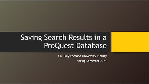Saving Search Results in a ProQuest Database