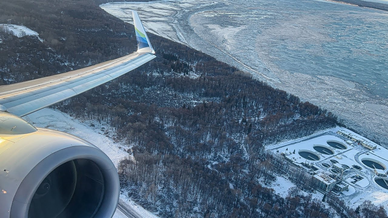 INCREDIBLE Alaska Airlines Boeing 737-990ER ROARING Winter Takeoff from Anchorage Ted Stevens ~ ANC