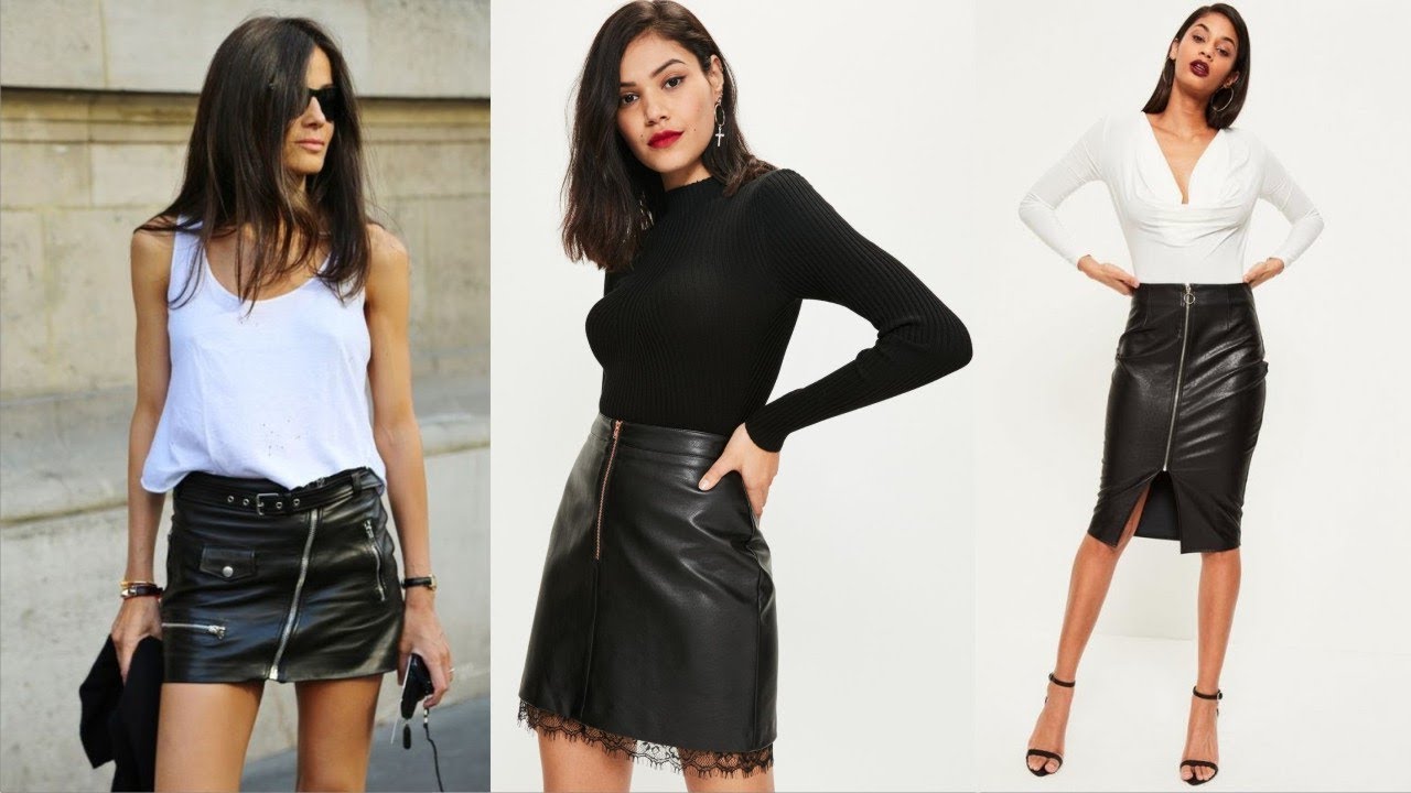 Stunning Black Leather Zip Skirt - YouTube