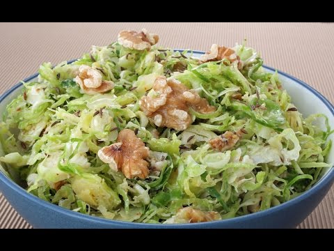 Brussels Sprout Slaw with Mustard Vinaigrette and Caraway