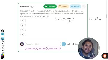 In the Bohr model for hydrogen an electron in the ground state has orbit radius r and speed v. In th
