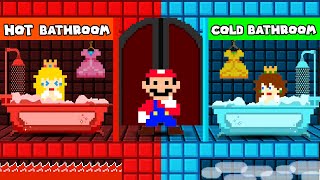 Super Mario Bros. But The Floor is Liquid Nitrogen and Lava in Mario's HOT vs COLD Challenge!...