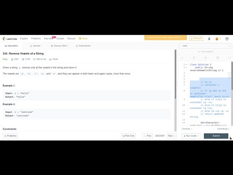 Daily Coding | Leetcode | Reverse Vowels of a String