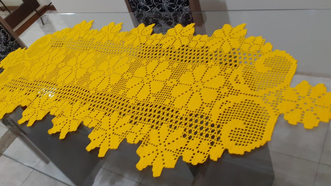 Caminho de Mesa Raio De Sol em Crochê Filé - Parte 1/6 #crochefile