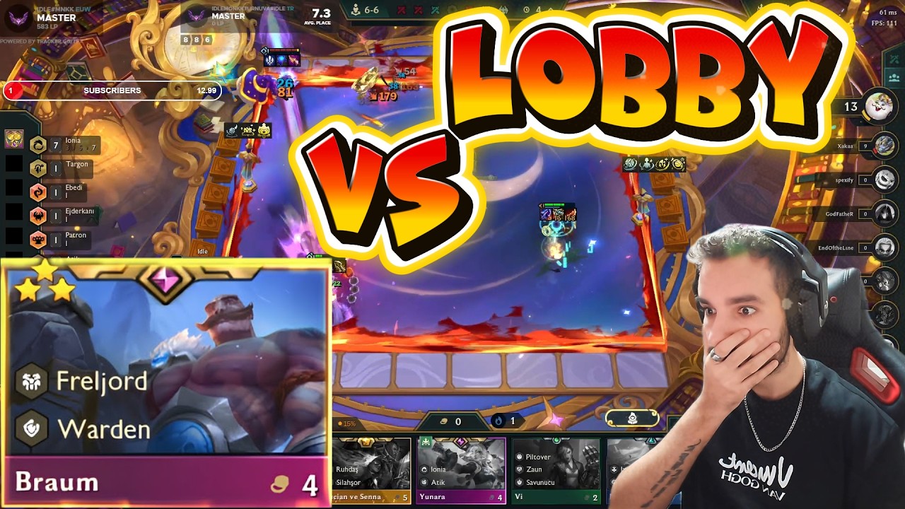 BRAUM 3 VS LOBBY TR//EUW CİFT SUNUCU DOMİNE EDİYORUZ | SET 16 TFT