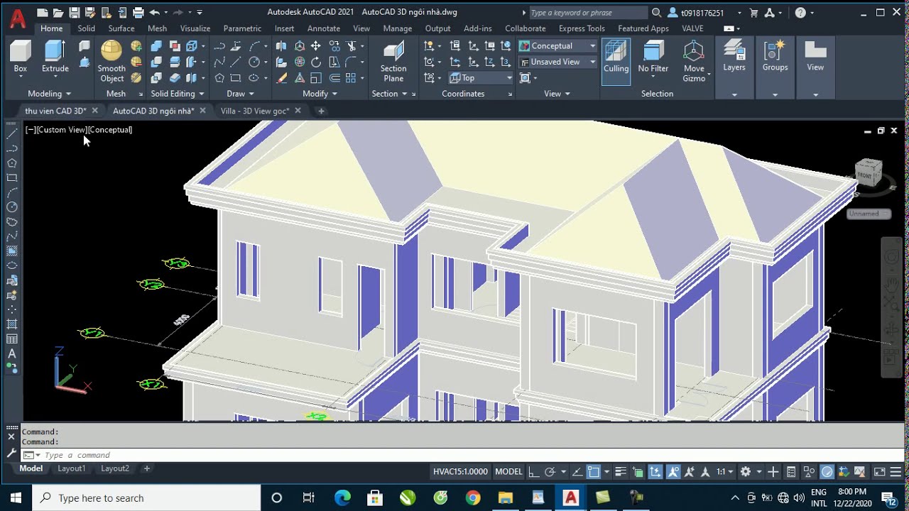 Hướng dẫn vẽ AutoCAD 3D ngôi nhà là một hướng dẫn rất hữu ích cho tất cả những ai đam mê vẽ và thiết kế. Hướng dẫn này giúp bạn tạo ra một mô hình ngôi nhà trong không gian 3 chiều với đầy đủ các chi tiết. Hãy xem hình ảnh liên quan để tìm hiểu thêm về việc vẽ AutoCAD 3D ngôi nhà.