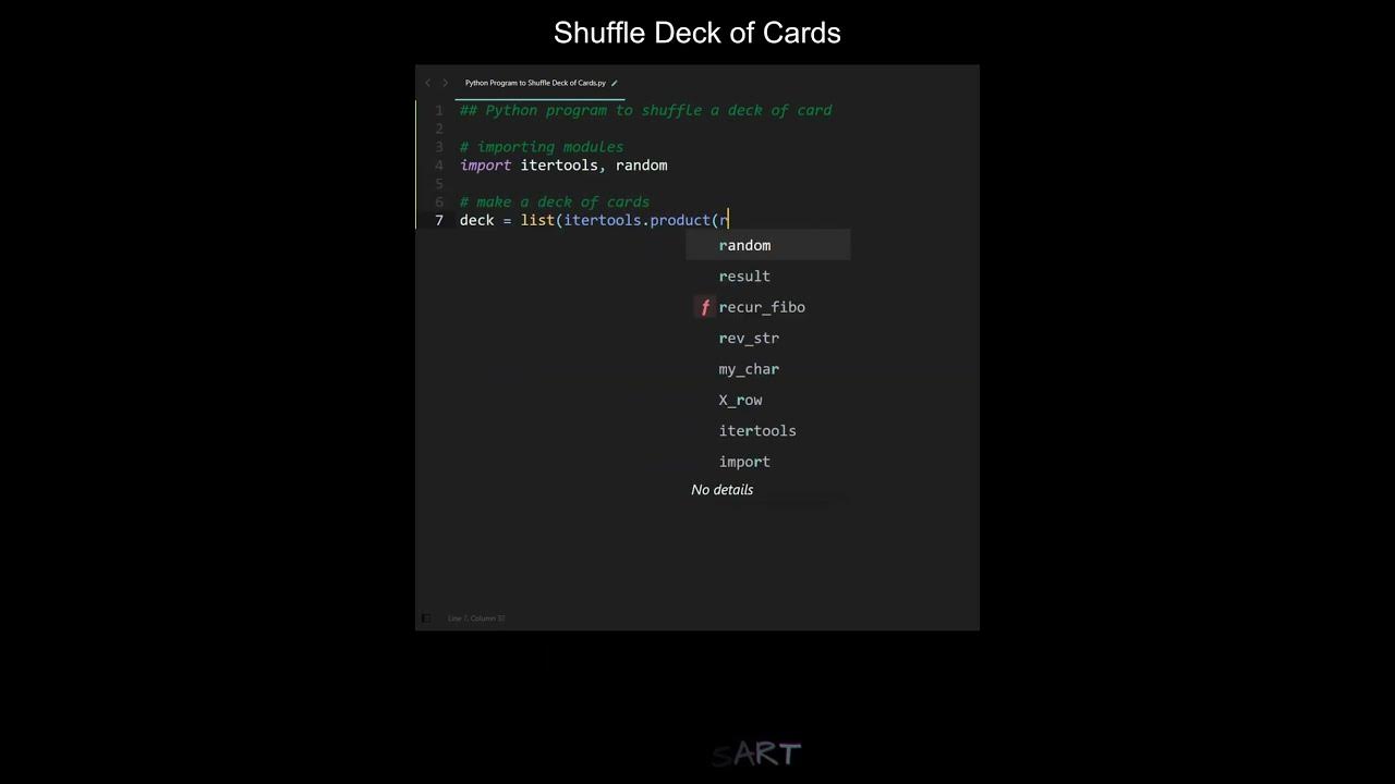 Shuffle Deck of Cards in Python | Python Examples | Python Coding ...