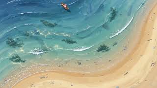 Tropical Beach Aerial View with Boat 4K - Free No Copyright Cartoon Looping Background screenshot 2