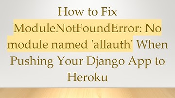 How to Fix ModuleNotFoundError: No module named 