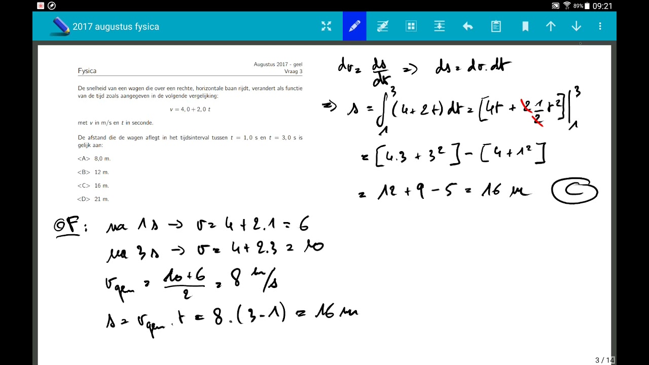 Toelatingsexamen Arts / Tandarts augustus 2017 Fysica