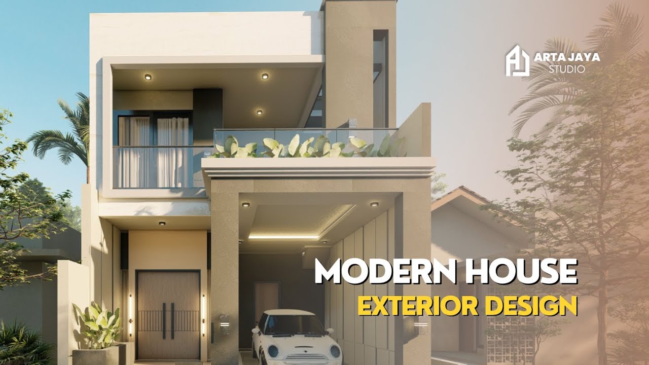 DESAIN EKSTERIOR RUMAH MODERN 2 LANTAI DI LUAS LAHAN 100 M2! - JASA DESAIN RUMAH