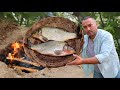 Поймал рыбу руками и приготовил ее в земле | I caught the fish with my hands  | Yashar bek