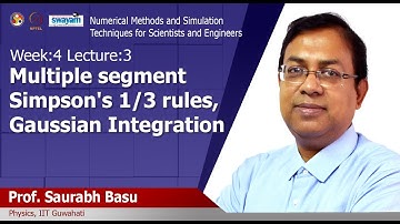 Lec 12: Simpson’s 1/3rd rule, Gaussian integration