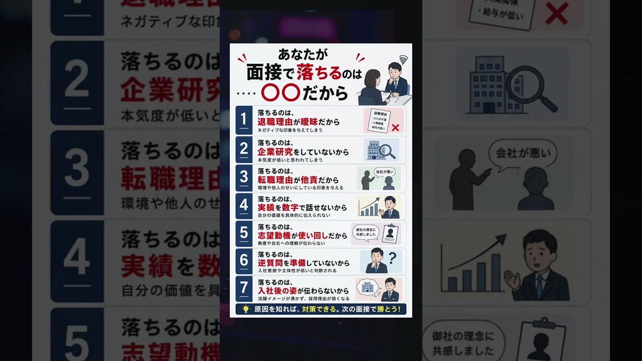 【保存版】あなたが面接で落ちる本当の理由7選