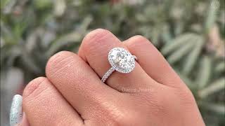 Oval Cut Halo Lab Grown Diamond  Engagement Ring  @ourosjewels​