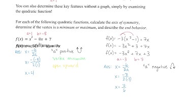 U4L8 - Exploring the Symmetry in Graphs of Quadratic Functions  - Notes