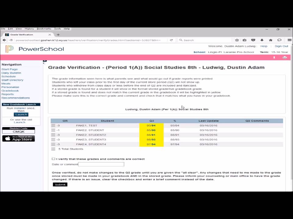 PowerTeacher Grade Verification YouTube