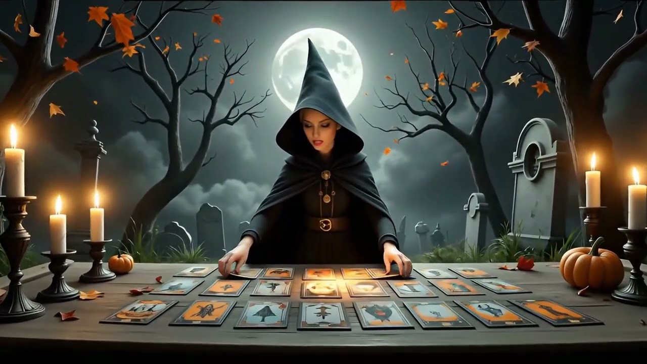 Halloween Tarot Offer Woman at table 241 n