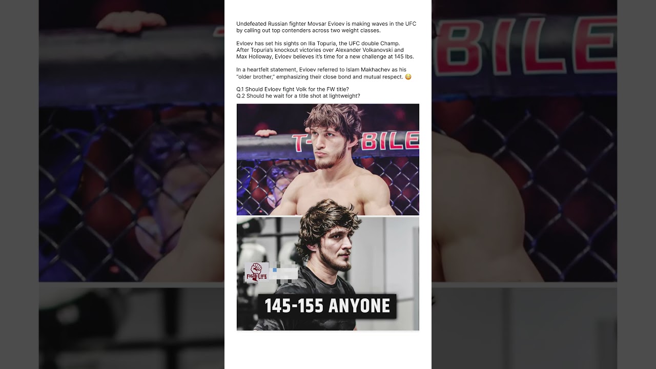 Movsar Evloev calls out whole 145 & 155 division 😳