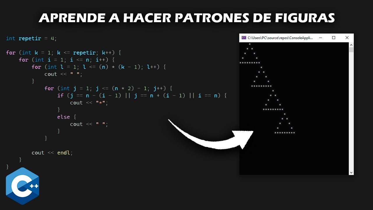 Como crear PATRONES y SECUENCIAS de figuras en consola con C++ en ...