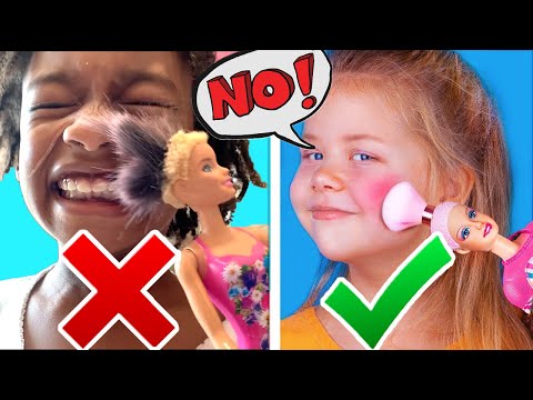 Naiah and Elli Try Never Too Old For Dolls! DIY Doll Makeup Ideas with Mom! Family Vlog