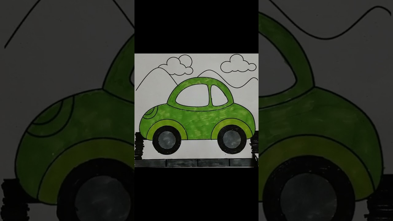 “Road Trip Vibes 🌄 Green Car ASMR Coloring Art”