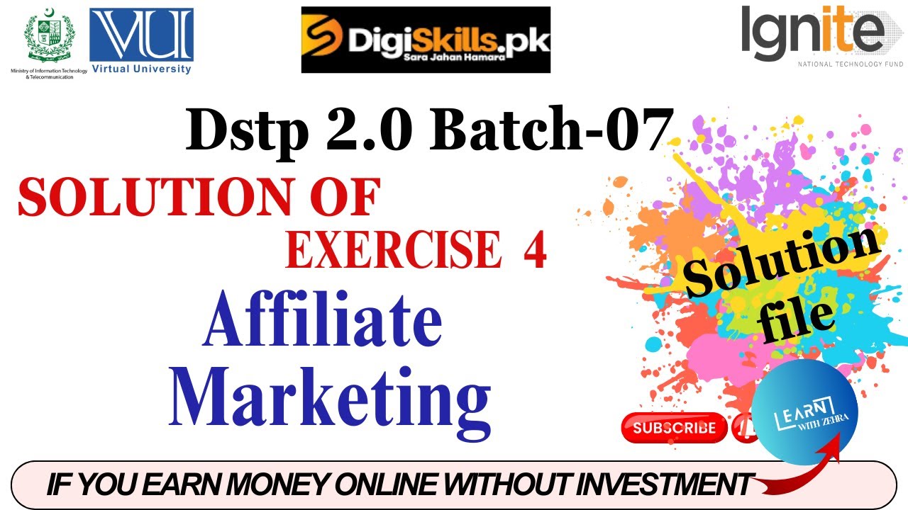 affiliate marketing exercise 4 batch 7 solution | digiskills dstp 2.0 batch 07  affiliate marketing