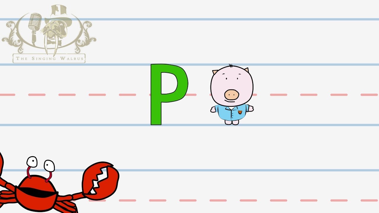 Write the letter P, Alphabet Writing lesson for children