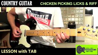 CHICKEN PICKIN' Lick & Riff COUNTRY GUITAR LESSON with TAB | Hybrid Picking Technique