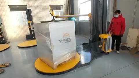 M Type Turntable Pallet Wrapper for Forklift Fully-auto E type Pallet Wrapper with Top Press