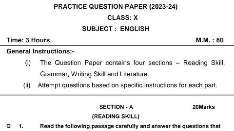 HBSE 10th Class English Sample Paper 2024 (Set-A-B-C-D) with Solution