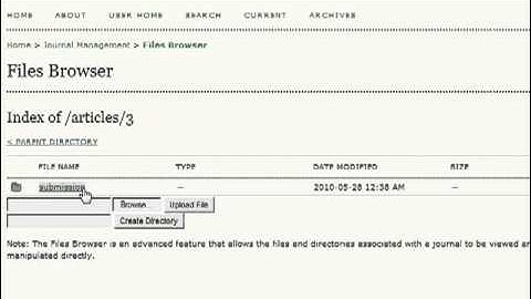Journal Management Pages: File Browser in Open Journal Systems