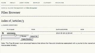Journal Management Pages: File Browser in Open Journal Systems