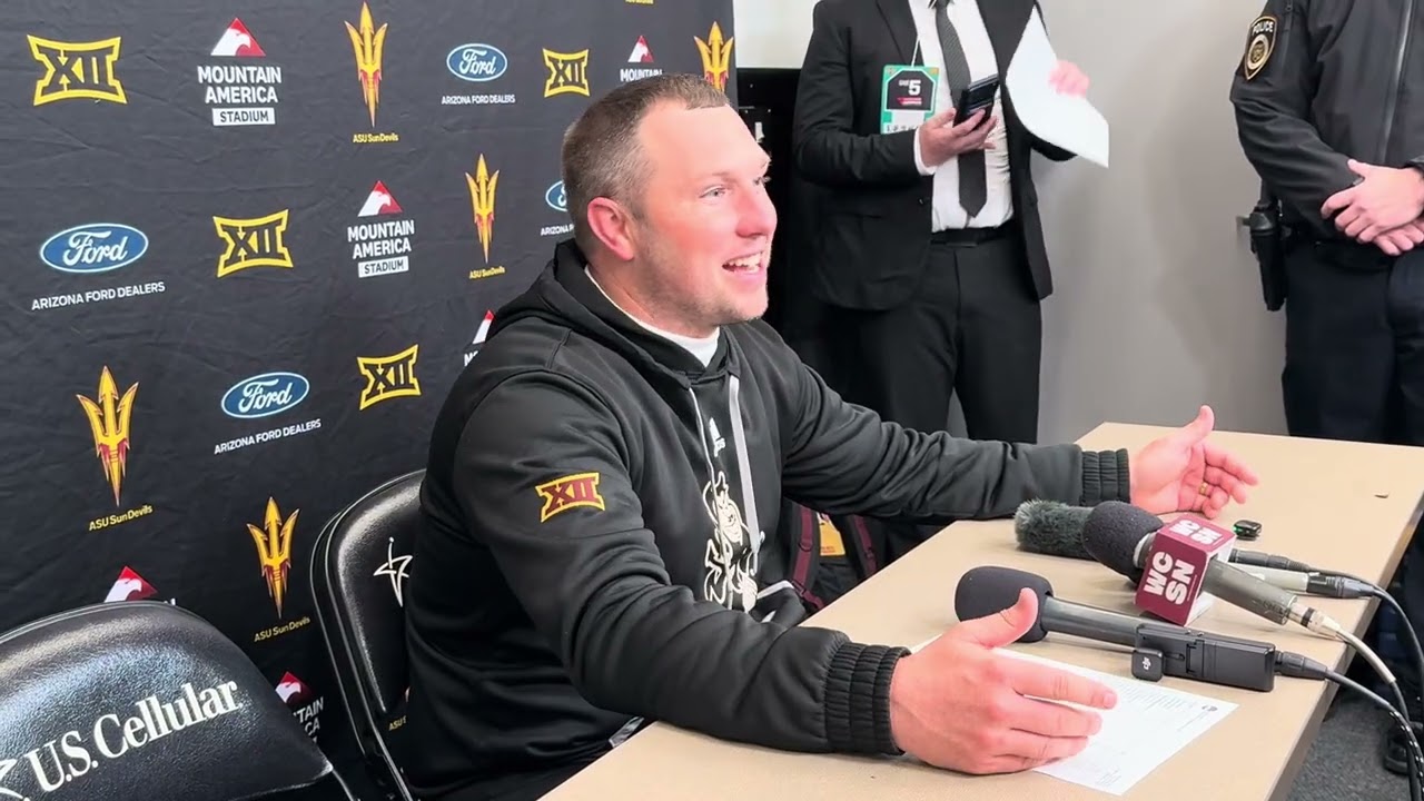 ASU head coach Kenny Dillingham discusses the Sun Devils' 24-19 win at Iowa State