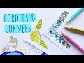 EASY BORDER & CORNER DESIGNS FOR PROJECTS (3) 💜  PROJECT WORK DESIGNS💜 How to DRAW a cute UNICORN