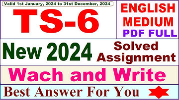 TS 6 solved assignment 2024 / TS 06 solved assignment 2024 in English / ignou ts 06