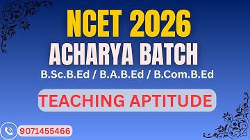 NCET 2026 Teaching Aptitude | Important Books & Authors | Acharya Batch I ITEP | 100% Sure Questions