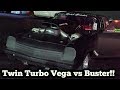 Road Grader Twin Turbo Vega vs Buster Nitrous Camaro in the Streets