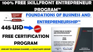 Free Skillfront Business And Entrepreneurship Certification Program And Verified Badge