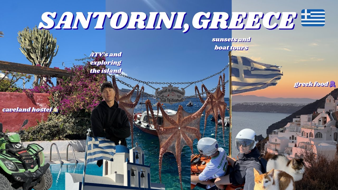 Видеоблог о Санторини, Греция (Фира, Ойя, квадроциклы, бухта Амуди, хостел Caveland, путешествие ...