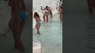 ☀️The Landen Of White Pamukkale Turkey -Summer Holiday🔥 #travel #pamukkale