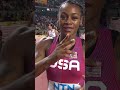 From nowhere in lane 9 🫨 Sha'Carri Richardson winning 100m gold in Budapest #WorldAthleticsChamps