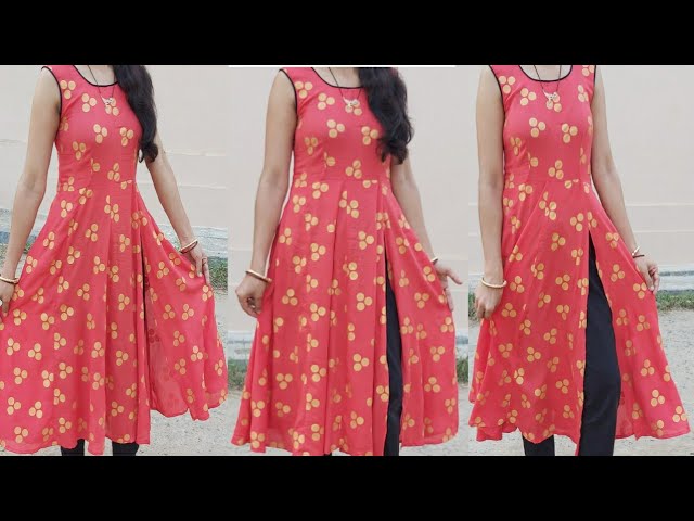 DIY Designer Kurti Cutting and Stitching with Designer Sleeves Very Easy  Tutorial - YouTube