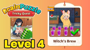 Brain puzzle tricky quest level 4 walkthrough ( witch