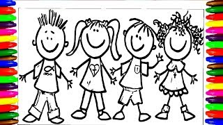Kids s School Boys and Girls Play Fun Coloring Pages Children Learning Colors Fun Art