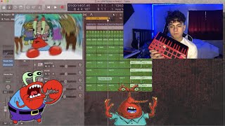 making a beat using mr krabs walking sound