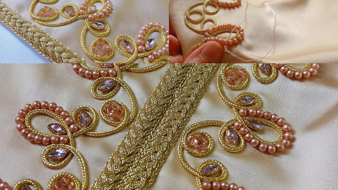 تطريز سهل بالخيط الذهبي Easy Embroidery with Gold Thread