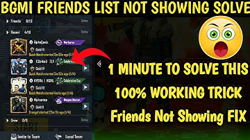 How to Solve bgmi friend list not showing | bgmi friends not showing|bgmi friends not showing  today