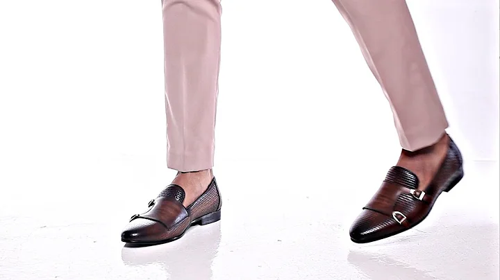 Loafer Slipper - Dark Brown Double Monk Strap with Woven Leather (Hand Painted Patina)